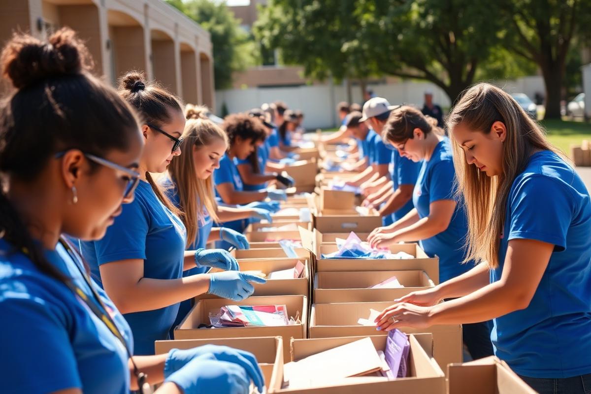 Visionhandz volunteers preparing community support supplies